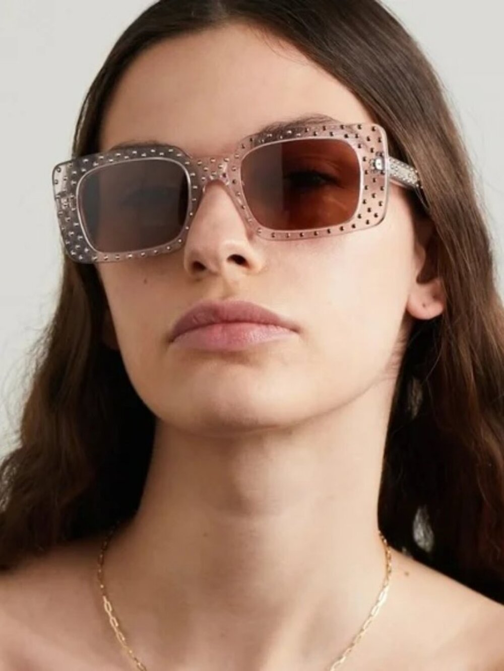CELINE CL4213IS 27E SHINY CRYSTAL BROWN RECTANGLE SUNGLASSES